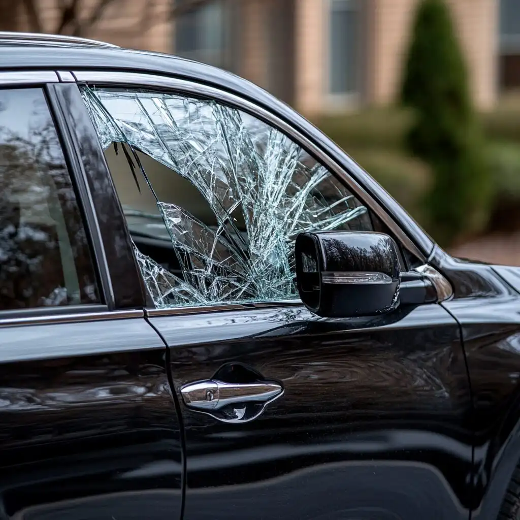 Car broken door glass